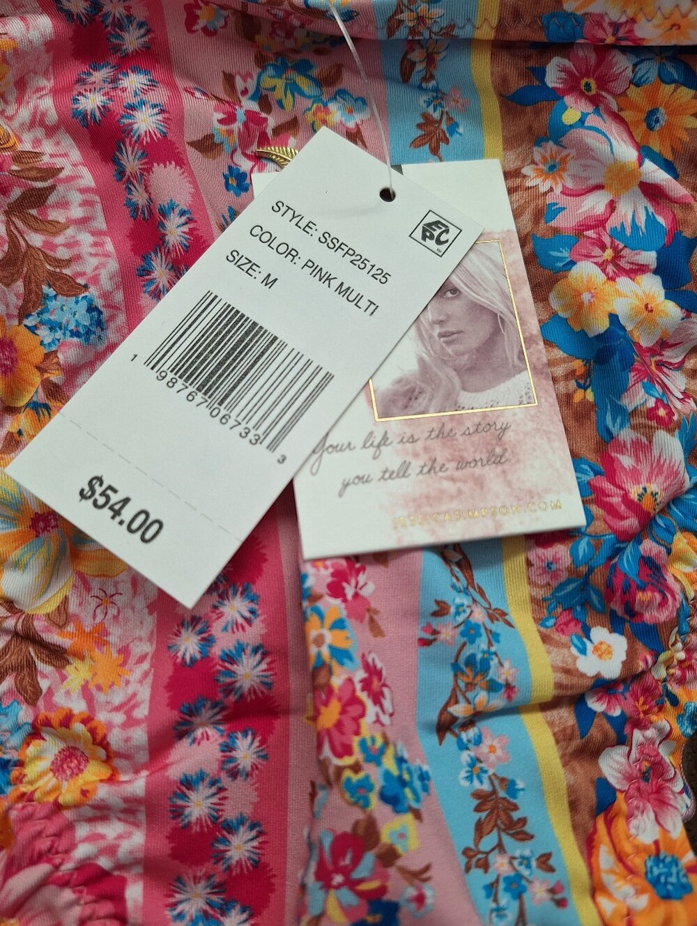 NWT Jessica Simpson Floral Scalloped Tie-Side Multi Floral Bikini Bottoms M - Picture 5 of 5
